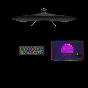 Neon Sunset Design Medium Size RGB Lit Gamer Mouse Pad