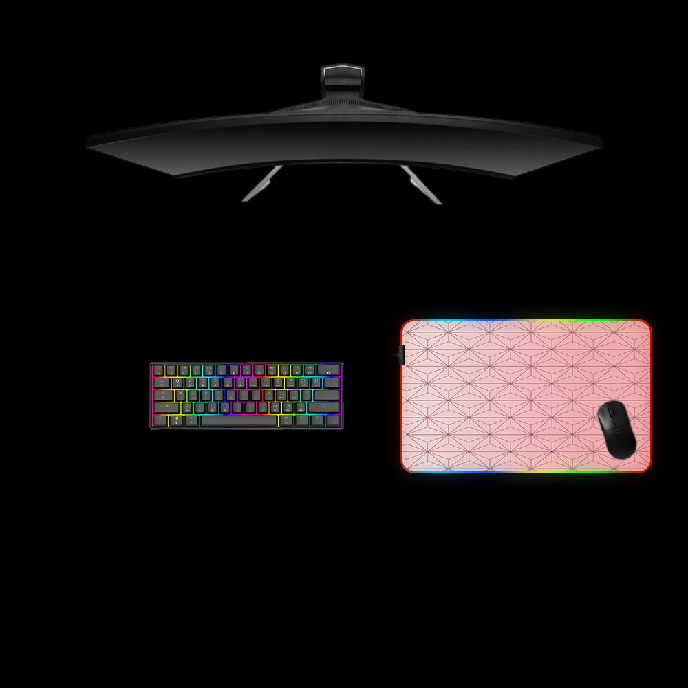 Nezuko Haori Pattern Design Medium Size RGB Light Gaming Mouse Pad, Computer Desk Mat