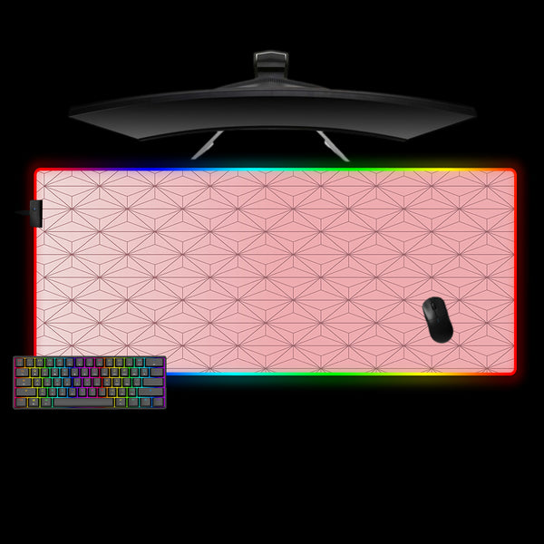 Nezuko Haori Pattern Design XL Size RGB Light Gaming Mouse Pad, Computer Desk Mat