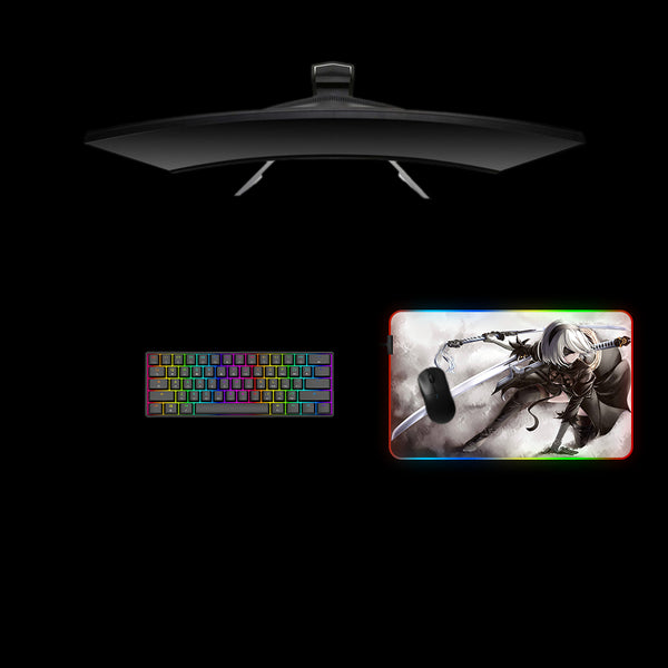 Nier Automata 2B Design Medium Size RGB Backlit Gaming Mouse Pad, Computer Desk Mat