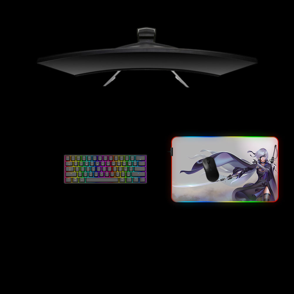 Nier 2B Sword Design Medium Size RGB Illuminated Gaming Mousepad, Computer Desk Mat