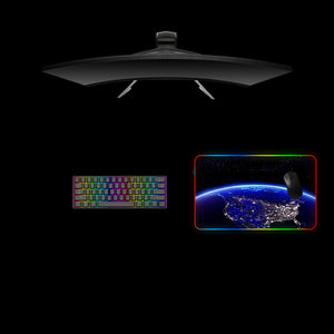 North America from Space Design Medium Size RGB Backlit Gaming Mouse Pad, Computer Desk Mat
