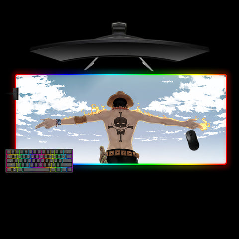 One Piece Ace Design XL Size RGB Backlit Gaming Mouse Pad, Computer Desk Mat