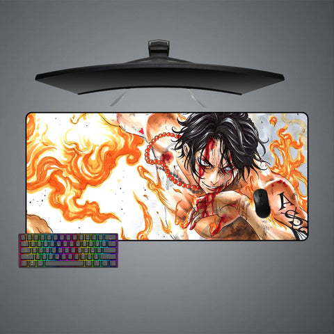 One Piece Ace Fire Design XL Size Gaming Mouse Pad, Computer Desk Mat