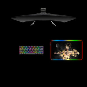 One Piece Ace Flames Design Medium Size RGB Backlit Gaming Mouse Pad, Computer Desk Mat