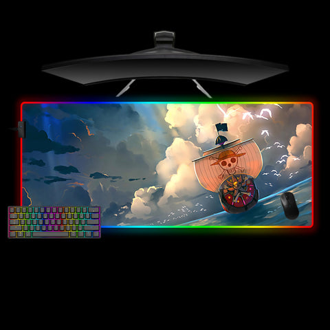 One Piece Boat Design XL Size RGB Backlit Gaming Mouse Pad, Computer Desk Mat