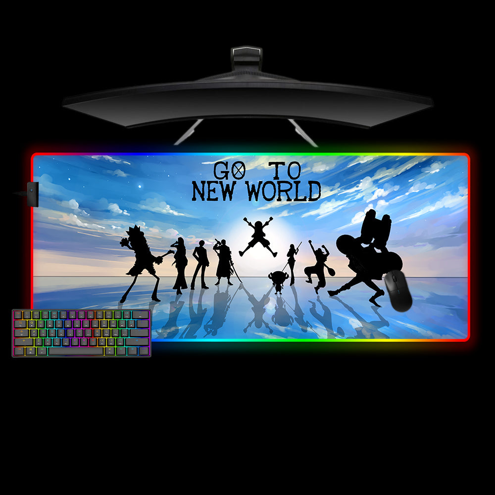 One Piece New World Design XL Size RGB Illuminated Gamer Mouse Pad, Computer Desk Mat