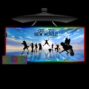 One Piece New World Design XL Size RGB Illuminated Gamer Mouse Pad, Computer Desk Mat