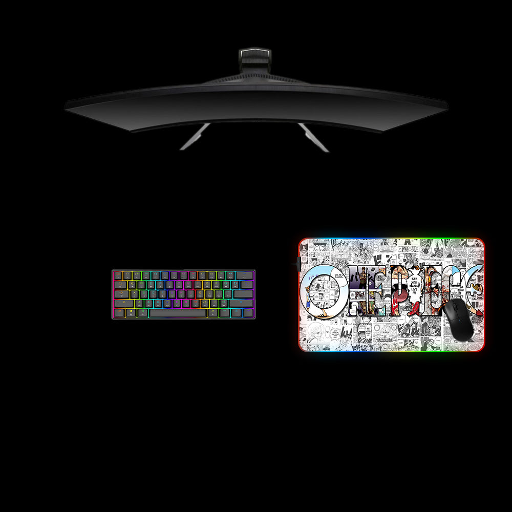 One Piece Pages Design Medium Size RGB Lit Gamer Mouse Pad