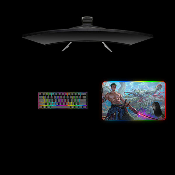 One Piece Roronoa Zoro Dragon Design Medium Size RGB Lit Gaming Mouse Pad