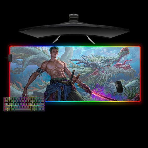 One Piece Roronoa Zoro Dragon Design XXL Size RGB Lit Gaming Mouse Pad