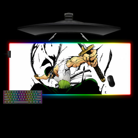 One Piece Roronoa Zoro Swords Design Extra Large Size RGB Lit Gaming Mouse Pad, Computer Desk Mat