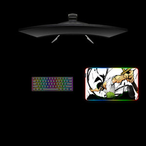 One Piece Roronoa Zoro Swords Design Medium Size RGB Lit Gaming Mouse Pad, Computer Desk Mat