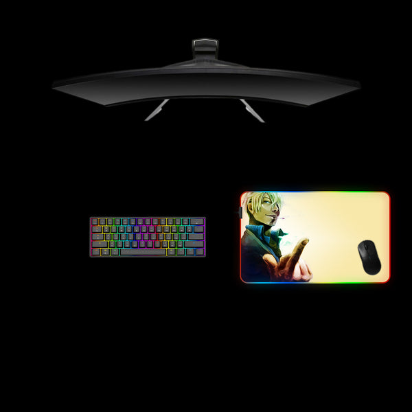 One Piece Sanji Design Medium Size RGB Backlit Gamer Mouse Pad, Computer Desk Mat