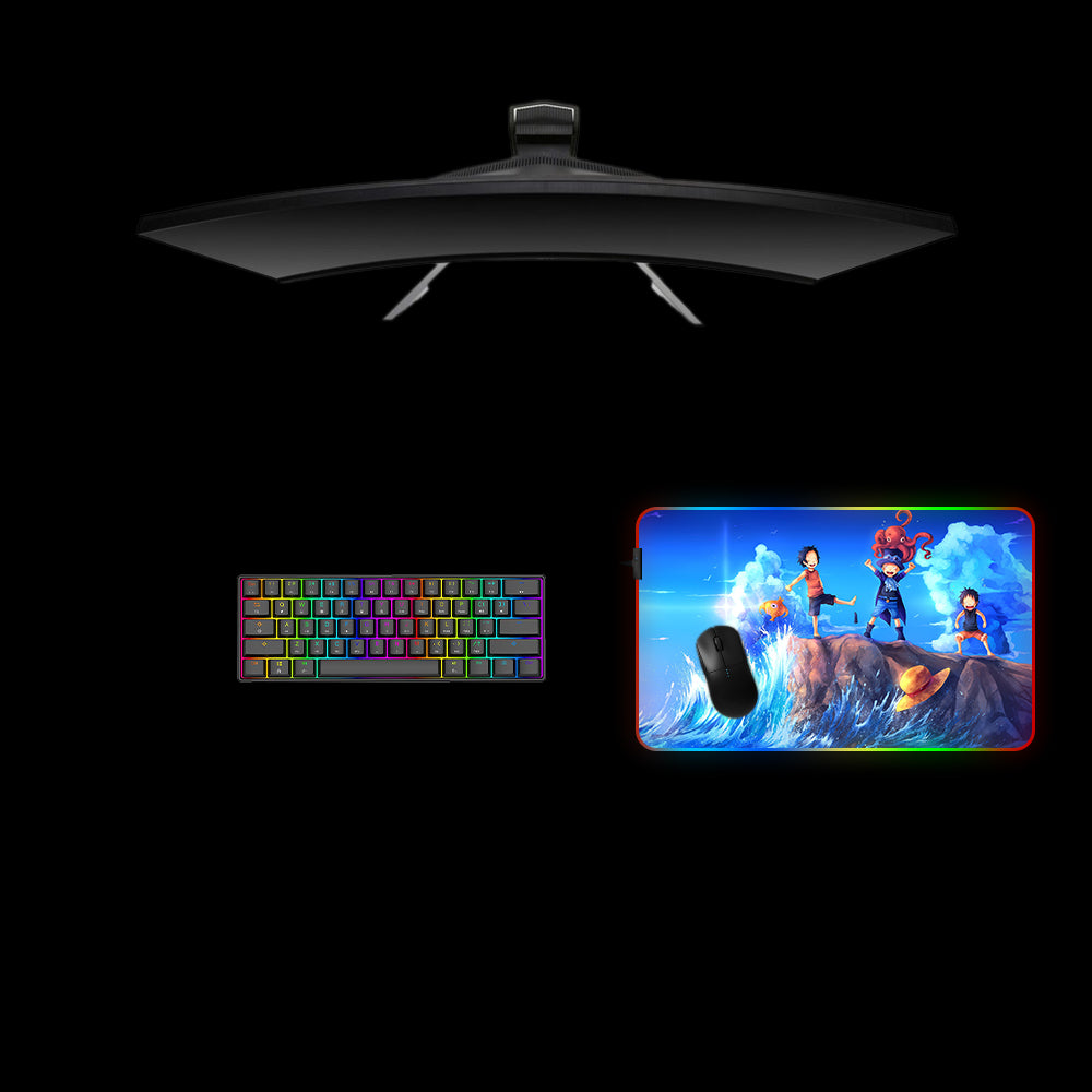 One Piece Sea Design M Size RGB Backlit Gaming Mouse Pad, Computer Desk Mat
