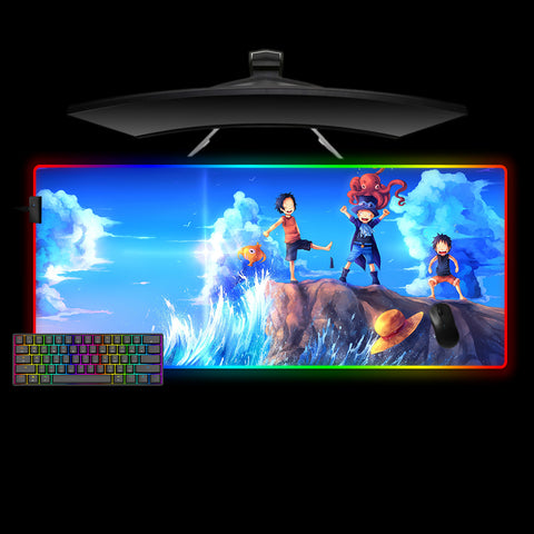 One Piece Sea Design XL Size RGB Backlit Gaming Mouse Pad, Computer Desk Mat