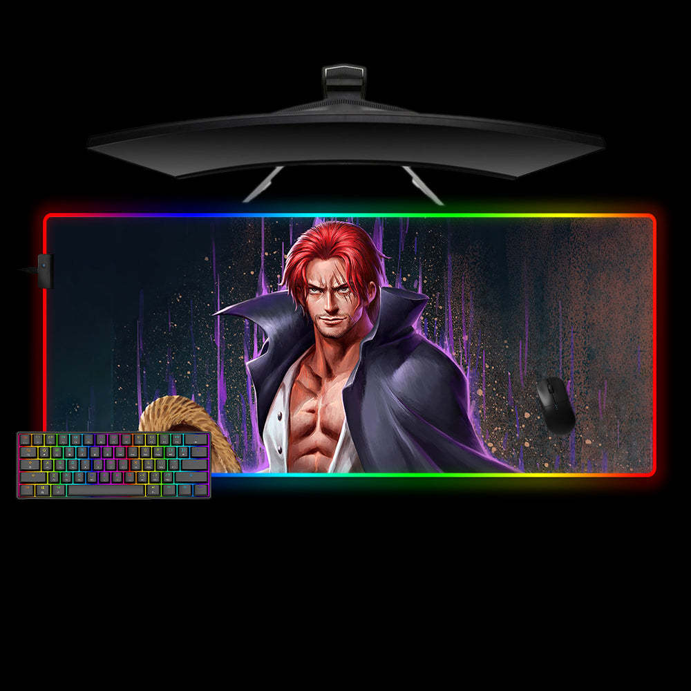 One Piece Shanks Design XL Size RGB Backlit Gamer Mouse Pad, Computer Desk Mat