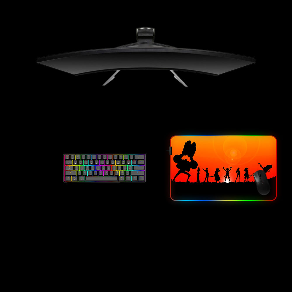 One Piece Silhouette Design Medium Size RGB Backlit Gaming Mouse Pad, Computer Desk Mat