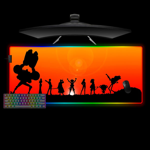 One Piece Silhouette Design XL Size RGB Backlit Gaming Mouse Pad, Computer Desk Mat