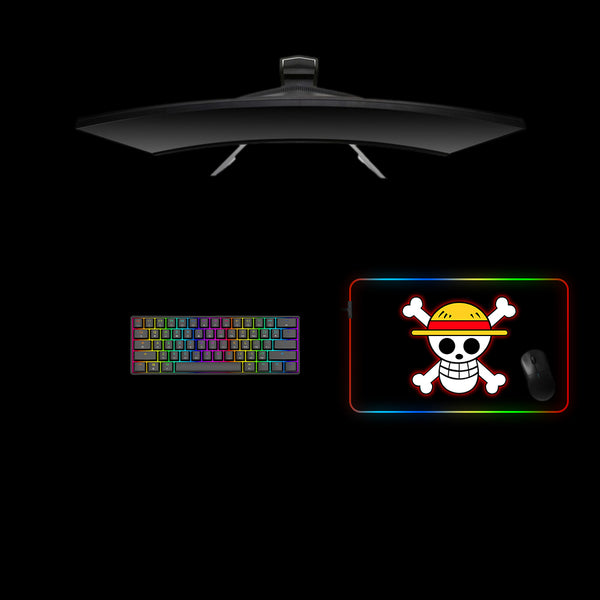 Medium size RGB lit gaming mousepad with One Piece Skull printed design