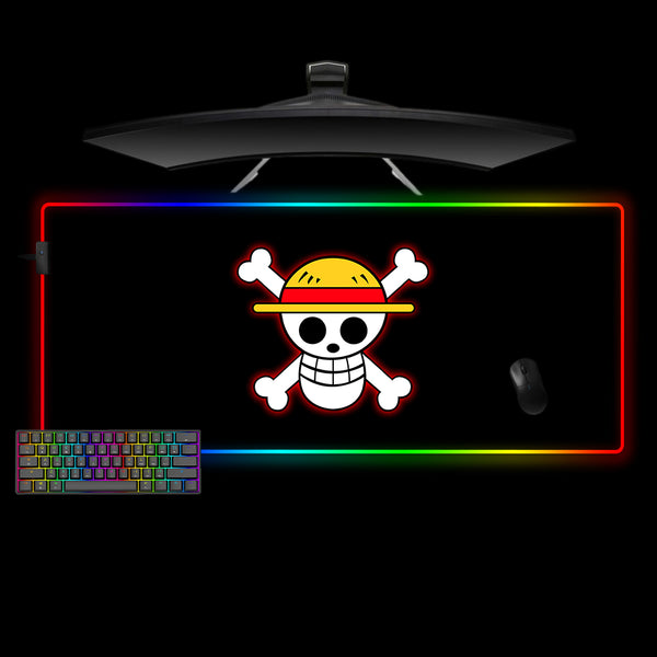 XL size RGB lit gaming mousepad with One Piece Skull printed design