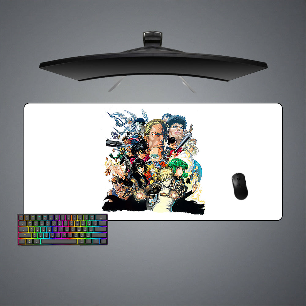 XXL size gamer mousepad with One Punch Man Characters printed design