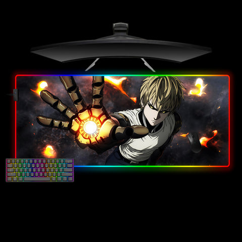 One Punch Man Genos Design XL Size RGB Lighting Gamer Mouse Pad, Computer Desk Mat