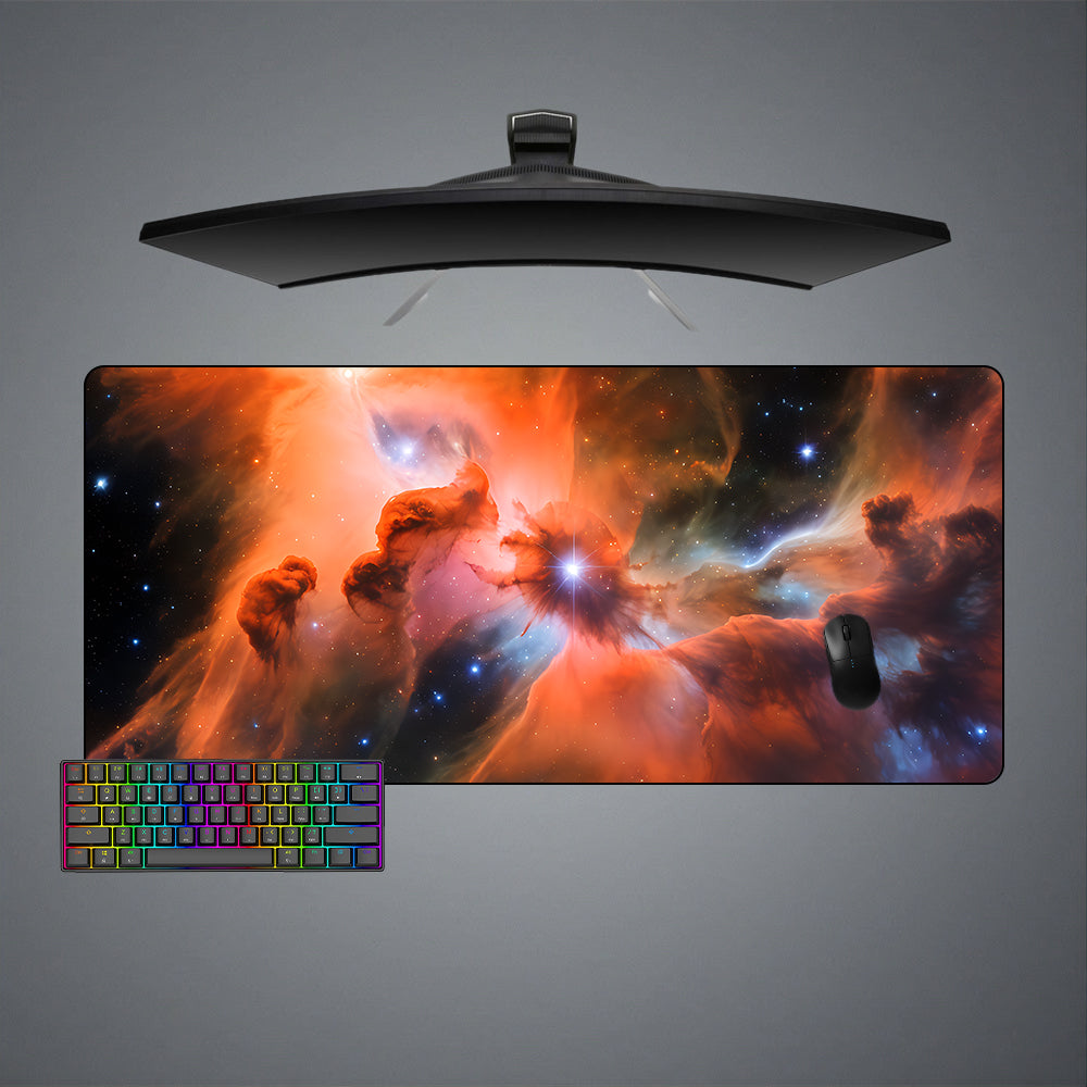 Orange Cloudy Nebula Design XL Size Gaming Mousepad