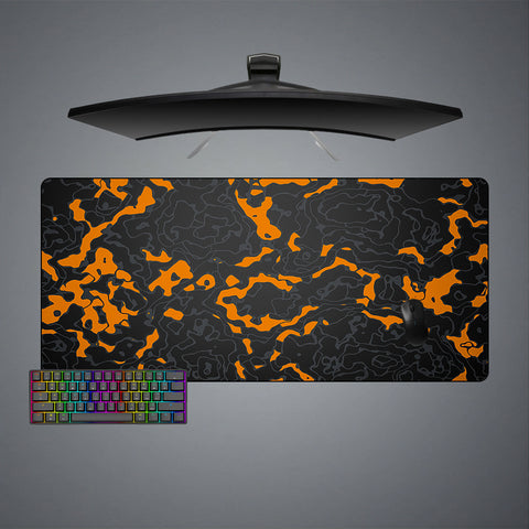 Orange, Gray Camouflage Design XL Size Gaming Mouse Pad, Computer Desk Mat