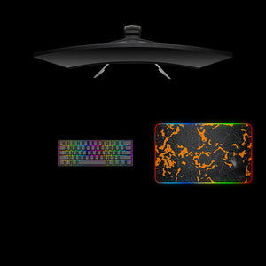 Orange, Gray Camouflage Design Medium Size RGB Light Gaming Mouse Pad, Computer Desk Mat