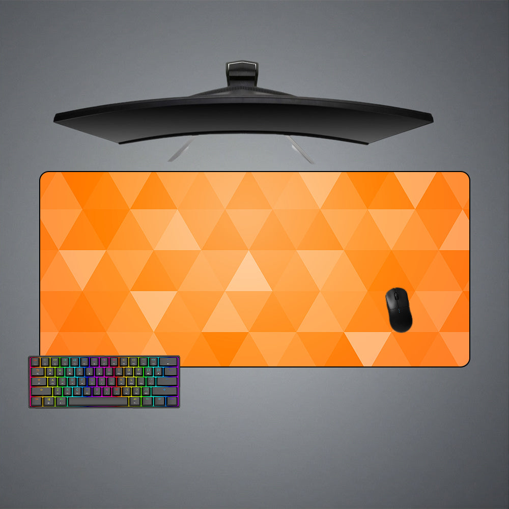 Orange Triangles Design XL Size Gaming Mouse Pad, Computer Desk Mat