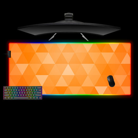 Orange Triangles Design XL Size RGB Backlit Gaming Mouse Pad, Computer Desk Mat