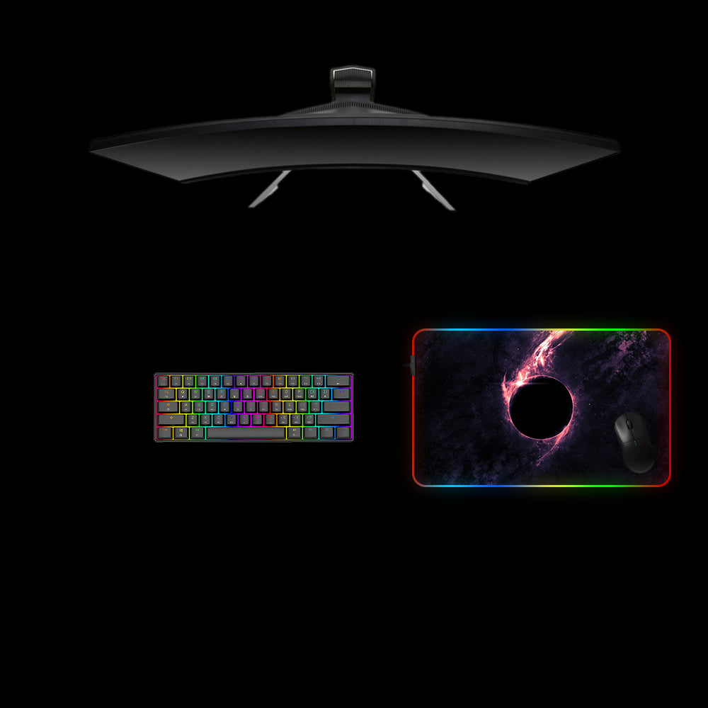Otherworldly Eclipse Design Medium Size RGB Light Gamer Mouse Pad, Computer Desk Mat