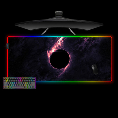 Otherworldly Eclipse Design XXL Size RGB Light Gamer Mouse Pad, Computer Desk Mat