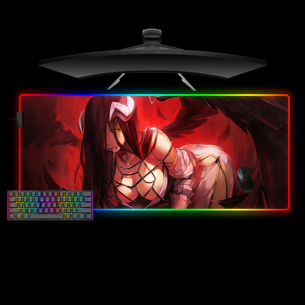 Overlord Albedo Red Design XL Size RGB Backlit Gaming Mouse Pad, Computer Desk Mat