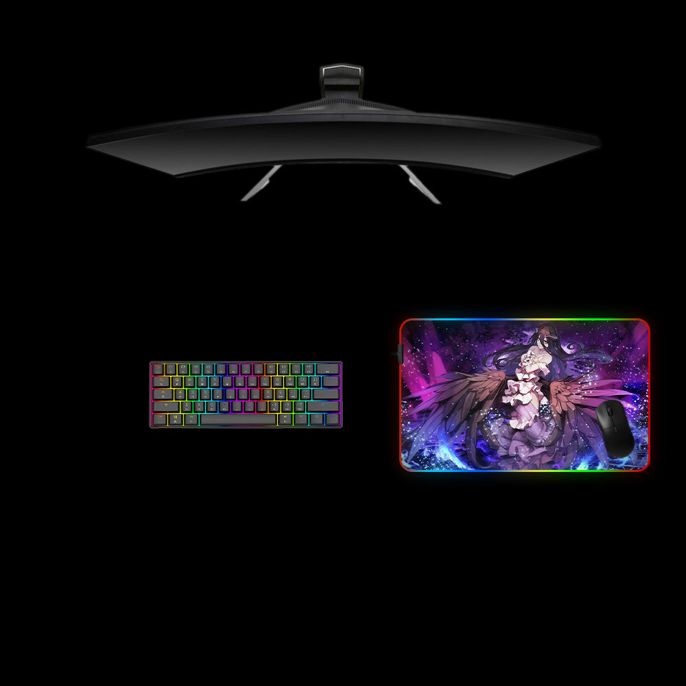 Overlord Albedo Wings Design Medium Size RGB Illuminated Gaming Mouse Pad, Computer Desk Mat
