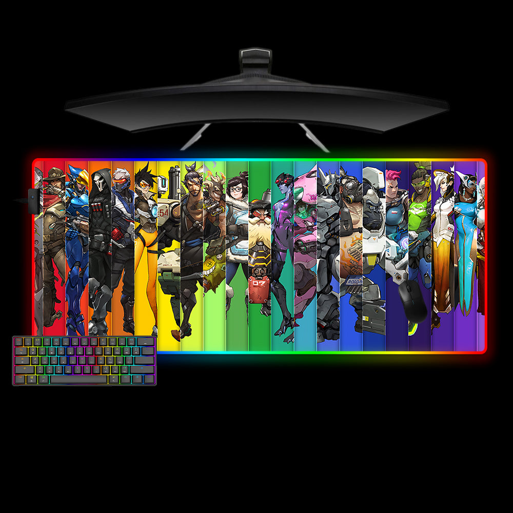 Overwatch Characters Design Extra Large Size RGB Gaming Mouse Pad, Computer Desk Mat