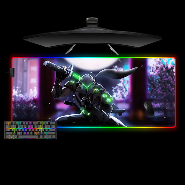 Overwatch Genji Design XL Size RGB Backlit Gaming Mouse Pad, Computer Desk Mat