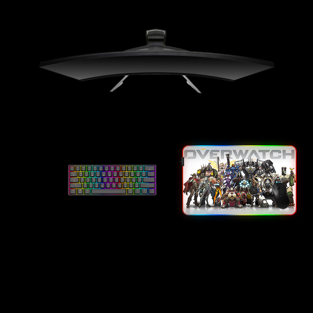 Overwatch Heroes Design Medium Size RGB Lighting Gaming Mouse Pad, Computer Desk Mat