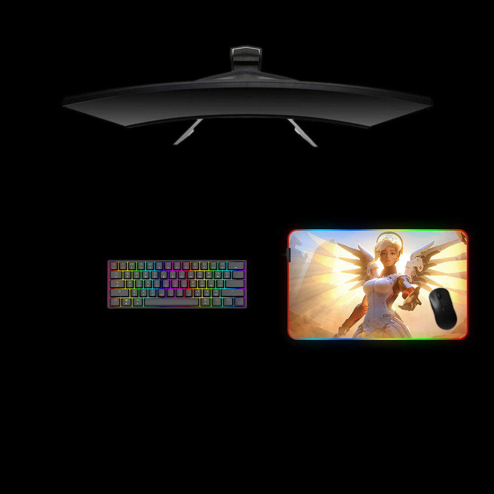 Mercy Support Design Medium Size RGB Backlit Gaming Mouse Pad, Computer Desk Mat