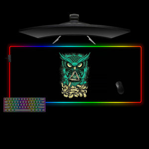 Owl All Seeing Eye Design XL Size RGB Lighting Gamer Mouse Pad, Computer Desk Mat