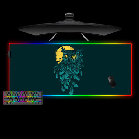 Owl Design XXL Size RGB Light Gamer Mouse Pad