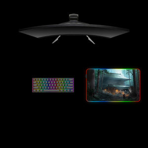 Pagoda Design Medium Size RGB Backlit Gamer Mouse Pad, Computer Desk Mat