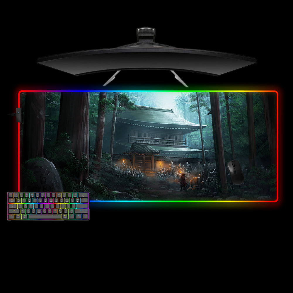 Pagoda Design XL Size RGB Backlit Gamer Mouse Pad, Computer Desk Mat