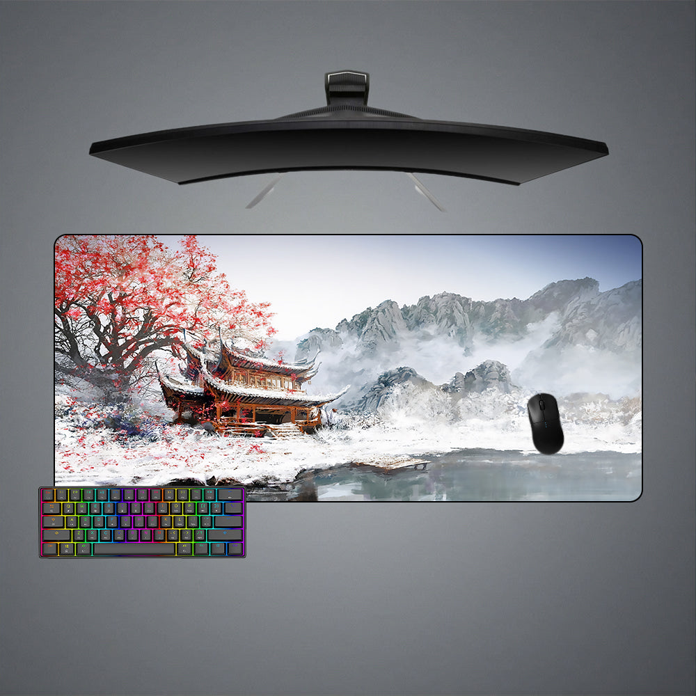 Pagoda Painting Art Design XL Size Gaming Mouse Pad, Computer Desk Mat