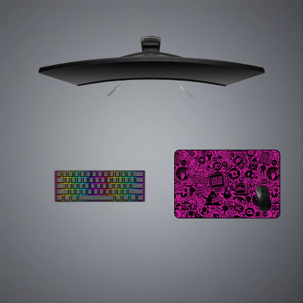 Pink & Black Logos Design Medium Size Gaming Mouse Pad