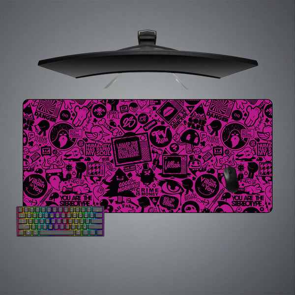 Pink & Black Logos Design XXL Size Gaming Mouse Pad