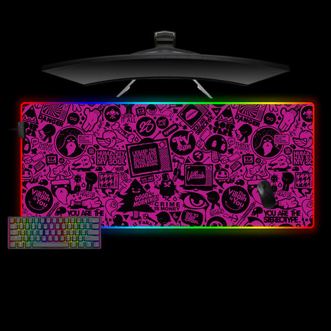 Pink & Black Logos Design XXL Size RGB Backlit Gaming Mouse Pad