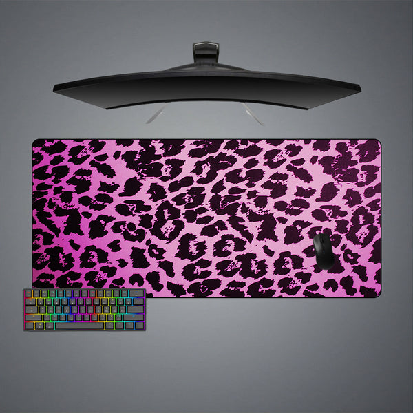 XL size gaming mousepad with Pink Leopard Pattern printed design