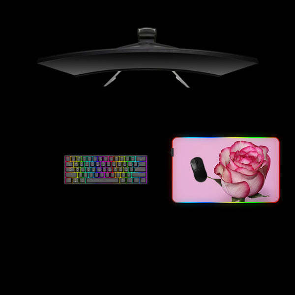 Pink Rose Design Medium Size RGB Illuminated Gaming Mousepad